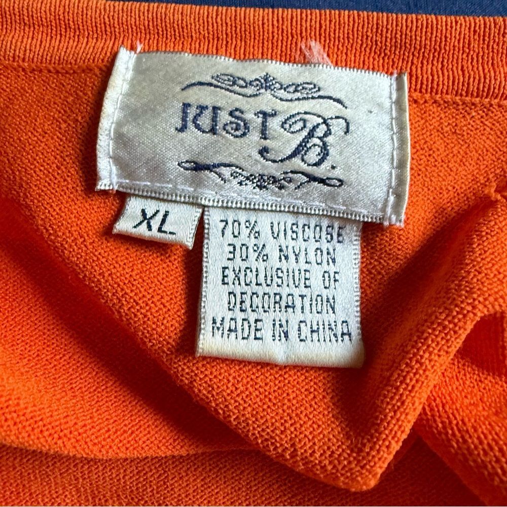 Just Be Vintage Orange Embroidered Beaded Blouse XL - Picture 2 of 6